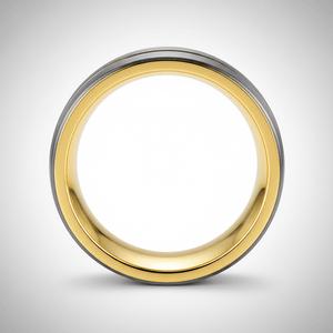 AFRIDI — Center-through axial view — men's tungsten wedding ring.