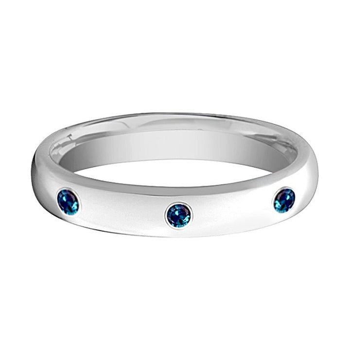 ALEX | Womens Tungsten Ring, 3 Alexandrite Stones, Domed - Rings - Aydins Jewelry - 2