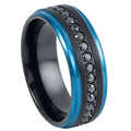 CZ Eternity black tungsten wedding ring 8mm, top view