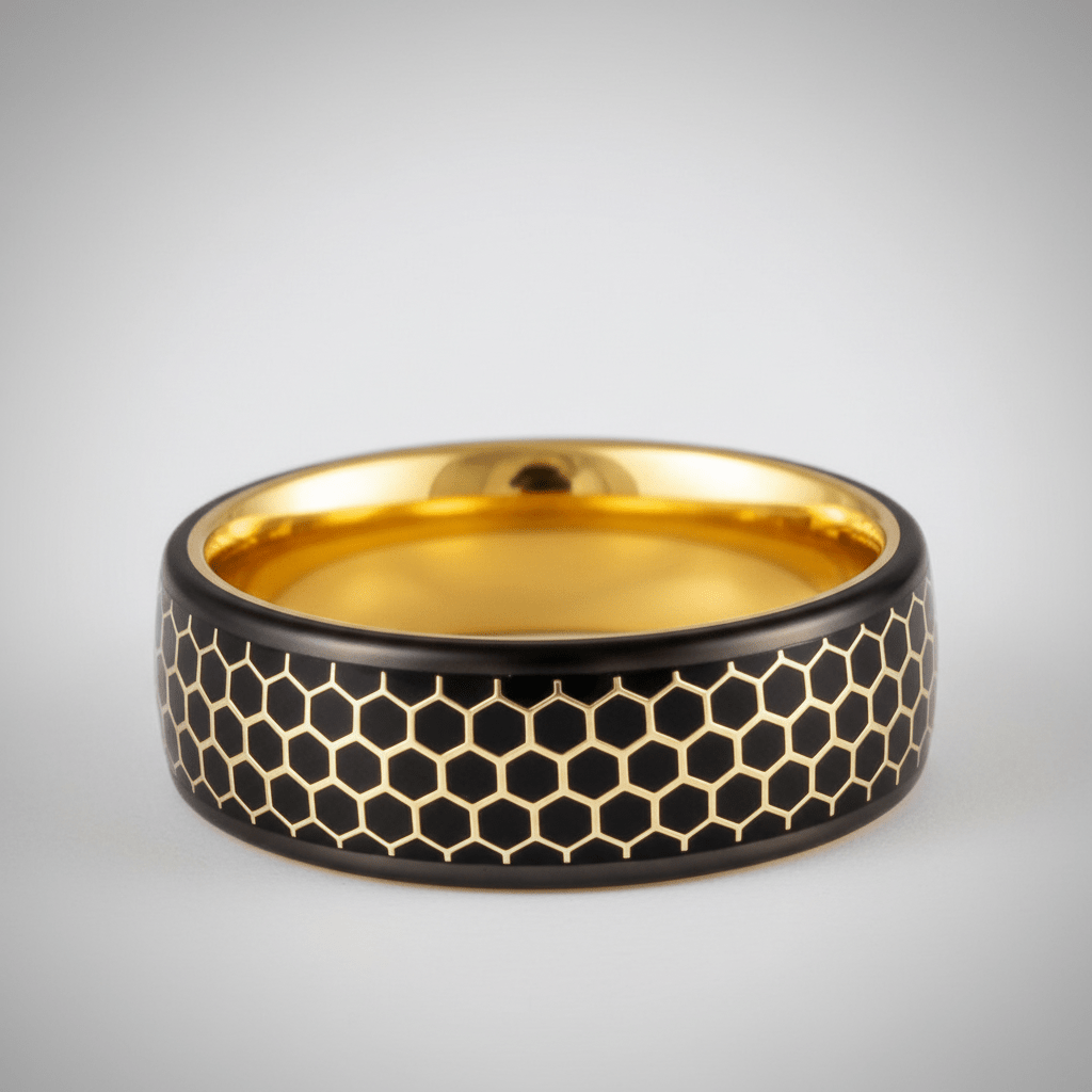 ALTIN — Center-through axial view — men's tungsten wedding ring.