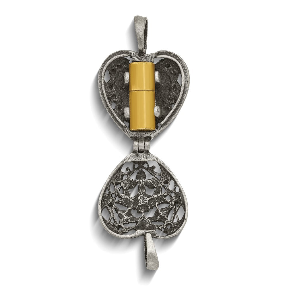 ALWAYS IN MY HEART" Silver - tone Antiqued Heart Locket Memorial with Brass Ash Holder - 24 - inch Necklace with Message Card - Necklace - Aydins Jewelry - 3