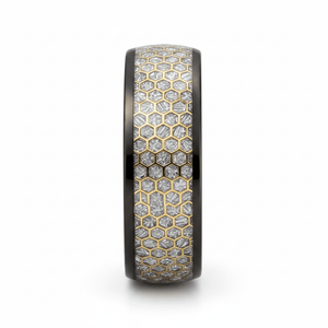 AMANA — Front-facing straight-on view — men's tungsten wedding ring.