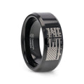 AMERICAN FLAG & CROSS black tungsten carbide ring, view view