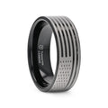 AMERICAN FLAGS black tungsten carbide ring, side view