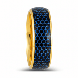 AQUAHEX — Front-facing straight-on view — men's tungsten wedding ring.