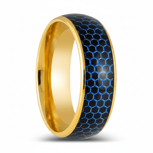 AQUAHEX — Hero product shot — men's tungsten wedding ring.