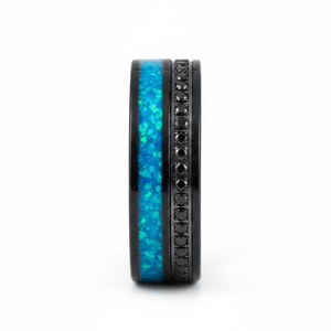 AQUORION — Front-facing straight-on view — men's tungsten wedding ring.