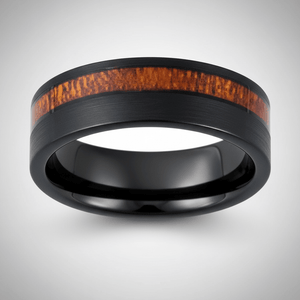 ARCHIE — Center-through axial view — men's tungsten wedding ring.
