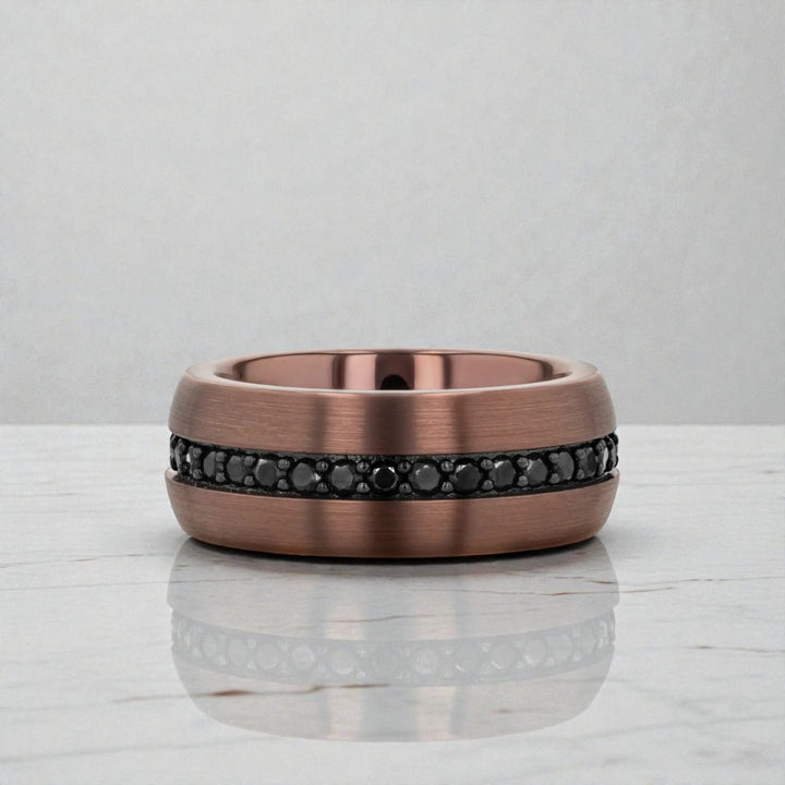 Interior view showing comfort-fit design of Artemis tungsten ring