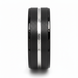 ASHCHIL — Front-facing straight-on view — men's tungsten wedding ring.