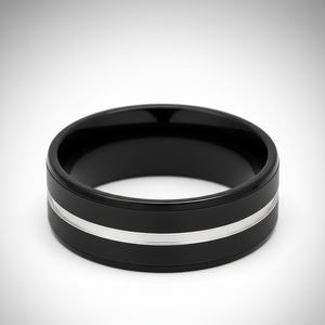 ASHCHIL — Center-through axial view — men's tungsten wedding ring.