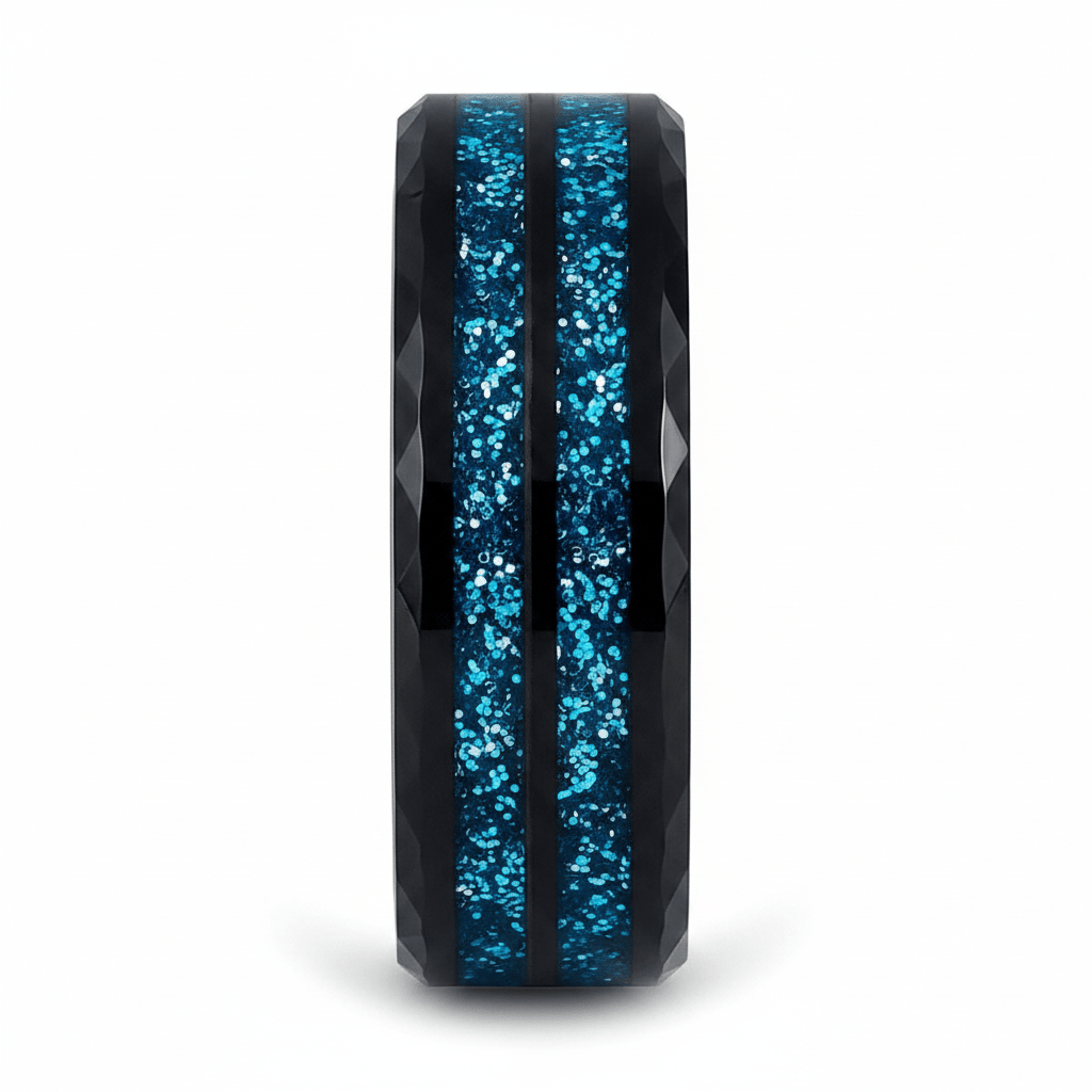 ASHEN — Front-facing straight-on view — men's tungsten wedding ring.