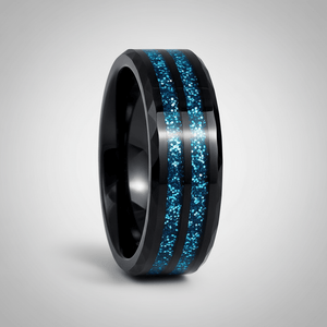 ASHEN — Center-through axial view — men's tungsten wedding ring.