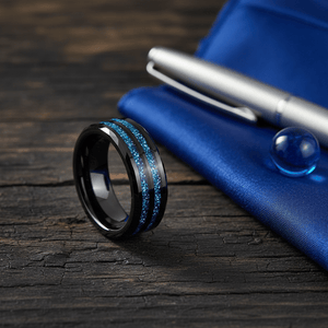 ASHEN — Editorial masculine still life — men's tungsten wedding ring.