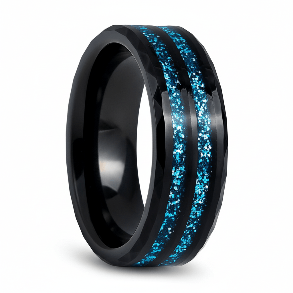 ASHEN — Hero product shot — men's tungsten wedding ring.