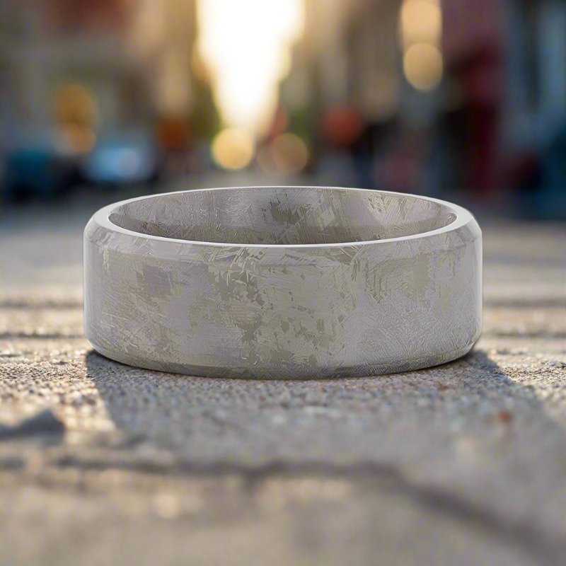 ASTRAIOS | Titanium Ring, Meteorite Pattern, Beveled Edges - Rings - Aydins Jewelry - 6