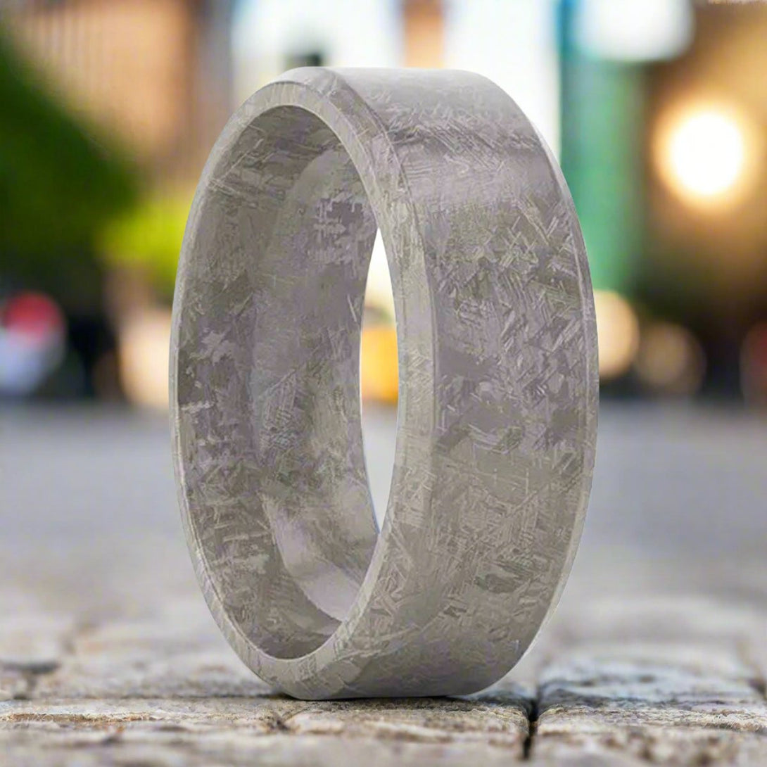 ASTRAIOS | Titanium Ring, Meteorite Pattern, Beveled Edges - Rings - Aydins Jewelry - 5