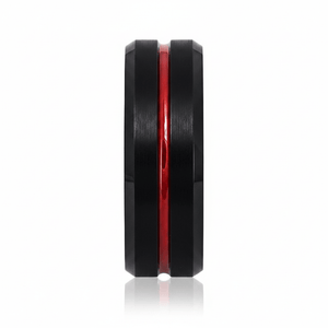 ATEN — angled view — men's tungsten carbide wedding ring | Aydins Jewelry