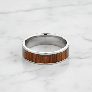 Koa Wood inlay 14k yellow gold wedding band 8mm, additional view 9
