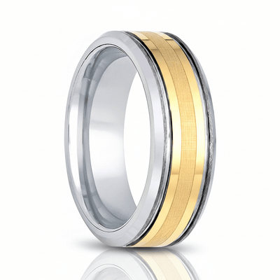 AUREON — Hero product shot — men's tungsten wedding ring.