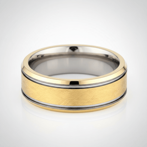 AUREON — Center-through axial view — men's tungsten wedding ring.