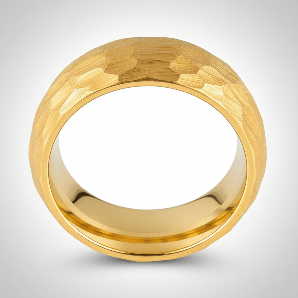 AURIGA — Center-through axial view — men's tungsten wedding ring.
