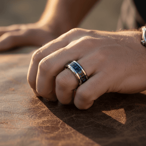 AUXILIUS - lifestyle on hand - men's tungsten carbide wedding ring | Aydins Jewelry