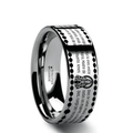 AVE Silver tungsten Christian wedding ring — angle 1