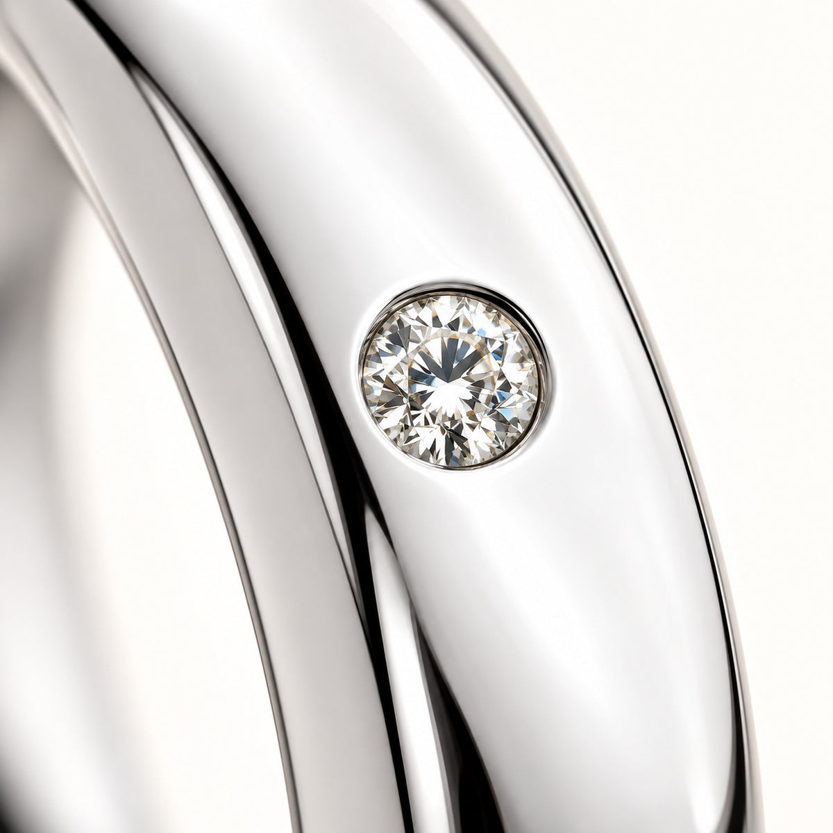 GALE domed tungsten band with white diamond, detail