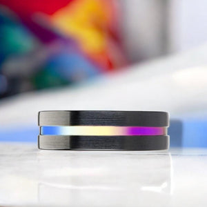 AZURE Black Ceramic men's wedding band, image 3