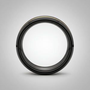 BAIR — Center-through axial view — men's tungsten wedding ring.