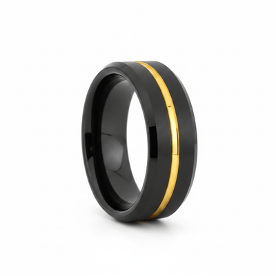 BAIR — Hero product shot — men's tungsten wedding ring.