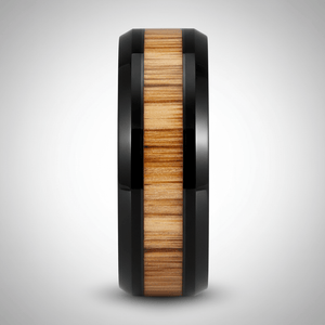 BAMBOOZLE — Center-through axial view — men's tungsten wedding ring.