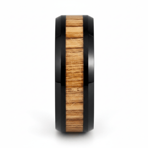 BAMBOOZLE — Front-facing straight-on view — men's tungsten wedding ring.