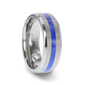 BARRY | Titanium Ring, Blue Stripe Inlay, Flat Brushed - main view