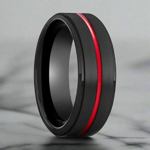 BATMOBILE — hero shot — men's tungsten carbide wedding ring | Aydins Jewelry