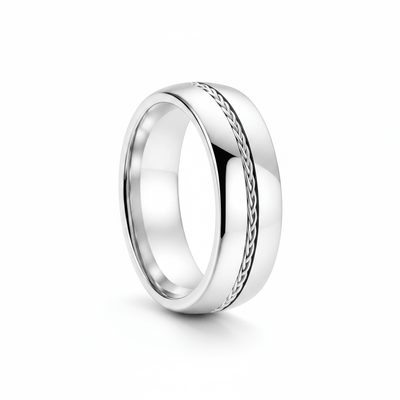 BAXTER — hero shot — men's sterling silver wedding ring | Aydins Jewelry