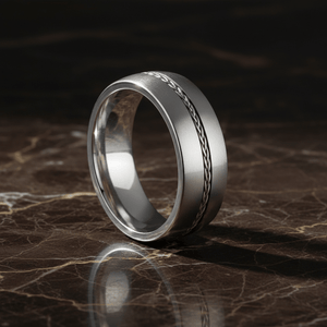 BAXTER — detail view — men's sterling silver wedding ring | Aydins Jewelry
