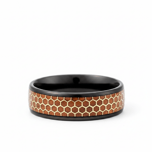 BEASON — Front-facing straight-on view — men's tungsten wedding ring.