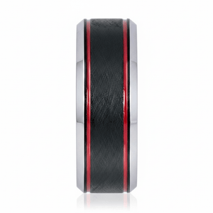 BELARIO — close-up detail — men's tungsten carbide wedding ring | Aydins Jewelry
