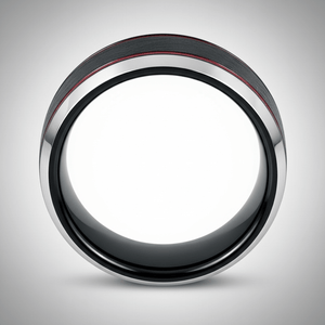BELARIO — close-up detail — men's tungsten carbide wedding ring | Aydins Jewelry