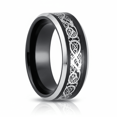 BETTLER — Hero product shot — men's tungsten wedding ring.
