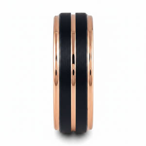 BLACKLUSH — Front-facing straight-on view — men's tungsten wedding ring.