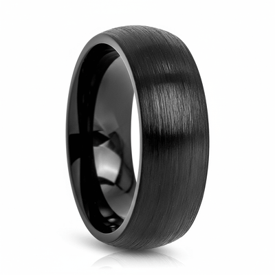 BLACKROCK — Hero product shot — men's tungsten wedding ring.