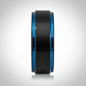 BLIGHT — Center-through axial view — men's tungsten wedding ring.
