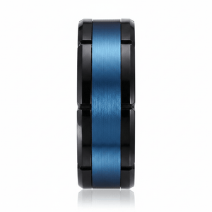 BLIZZARD — Front-facing straight-on view — men's tungsten wedding ring.