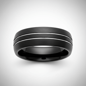 BOSTIN — Center-through axial view — men's tungsten wedding ring.