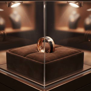 BRENTLEY — Premium boutique display on velvet — men's tungsten wedding ring.