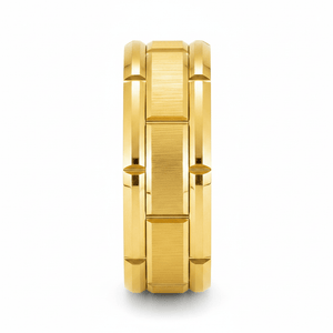BRICKCRAFT — Front-facing straight-on view — men's tungsten wedding ring.