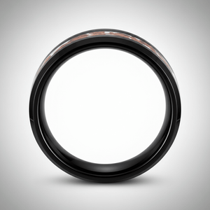 BRONZIUM — Center-through axial view — men's tungsten wedding ring.